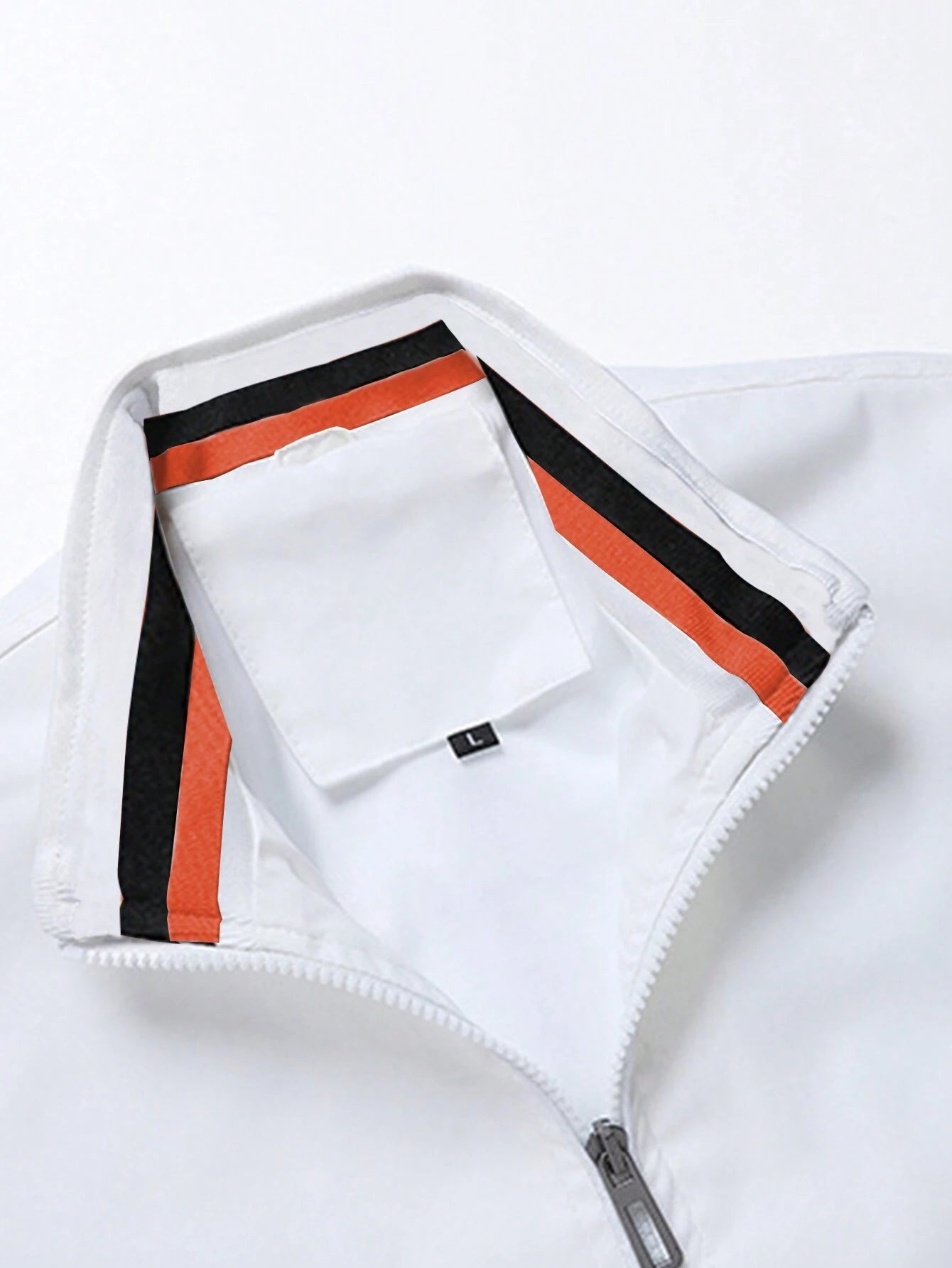 Stylish Men's Striped Trim Zip-Up Jacket with Letter Graphic