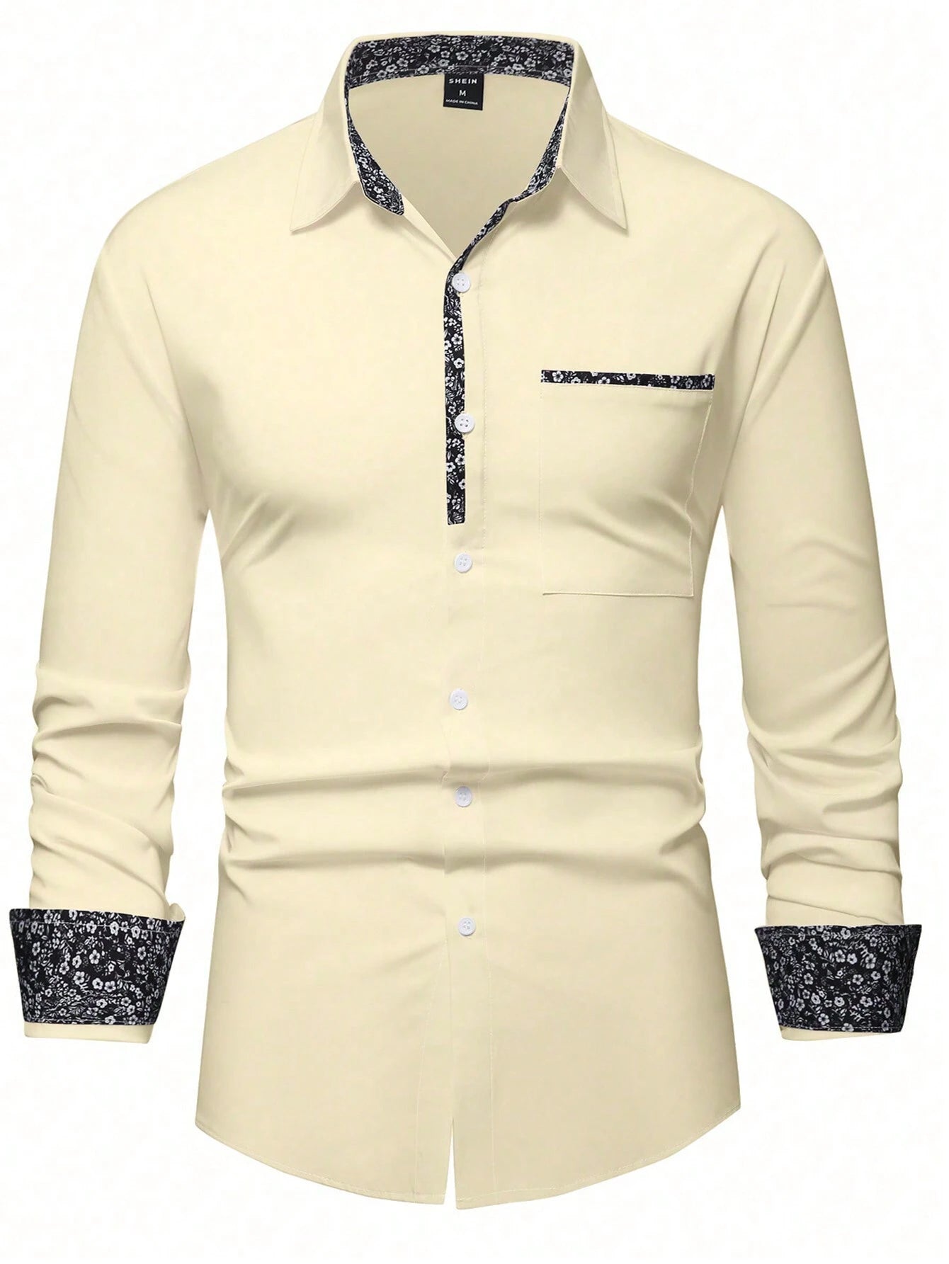 Stylish Orange Patchwork Long Sleeve Shirt for Men - Perfect for Casual Fashion